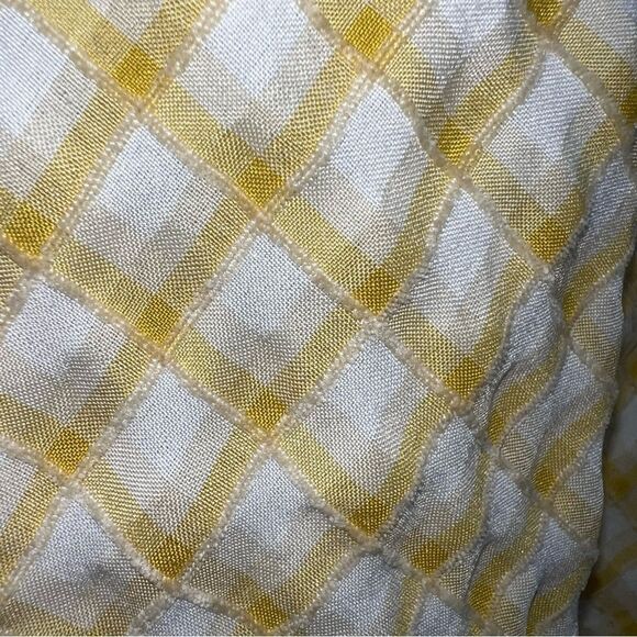Max Studio Textured Blouse in Yellow/White Diagonal Plaid w/Ruffles & Ties-Sz L - Picture 9 of 11